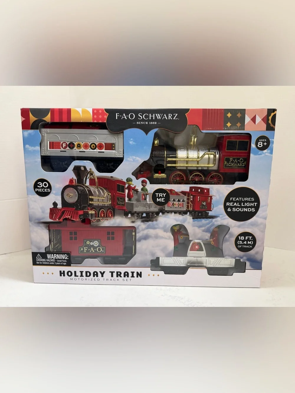 FAO Schwarz Red & Gold Holiday Train Playset